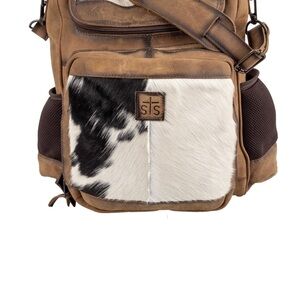STS Ranchwear Brown and Black Backpack with Rustic Charm